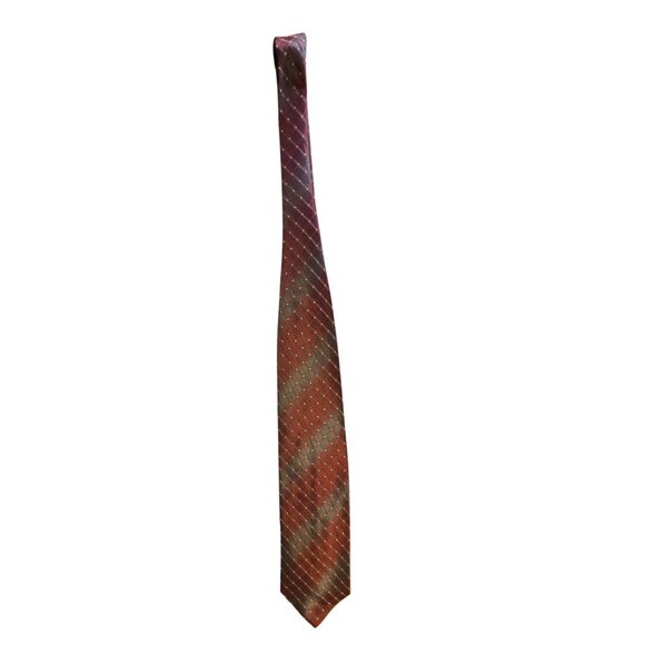 Vintage Necktie Roberto Villini Handmade Silk Red Plaid Check Pattern 100% Silk - Picture 6 of 9
